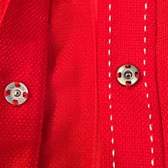 Preston & York Red Blazer white trim stitching Casual Vintage size 10 large - Picture 7 of 7